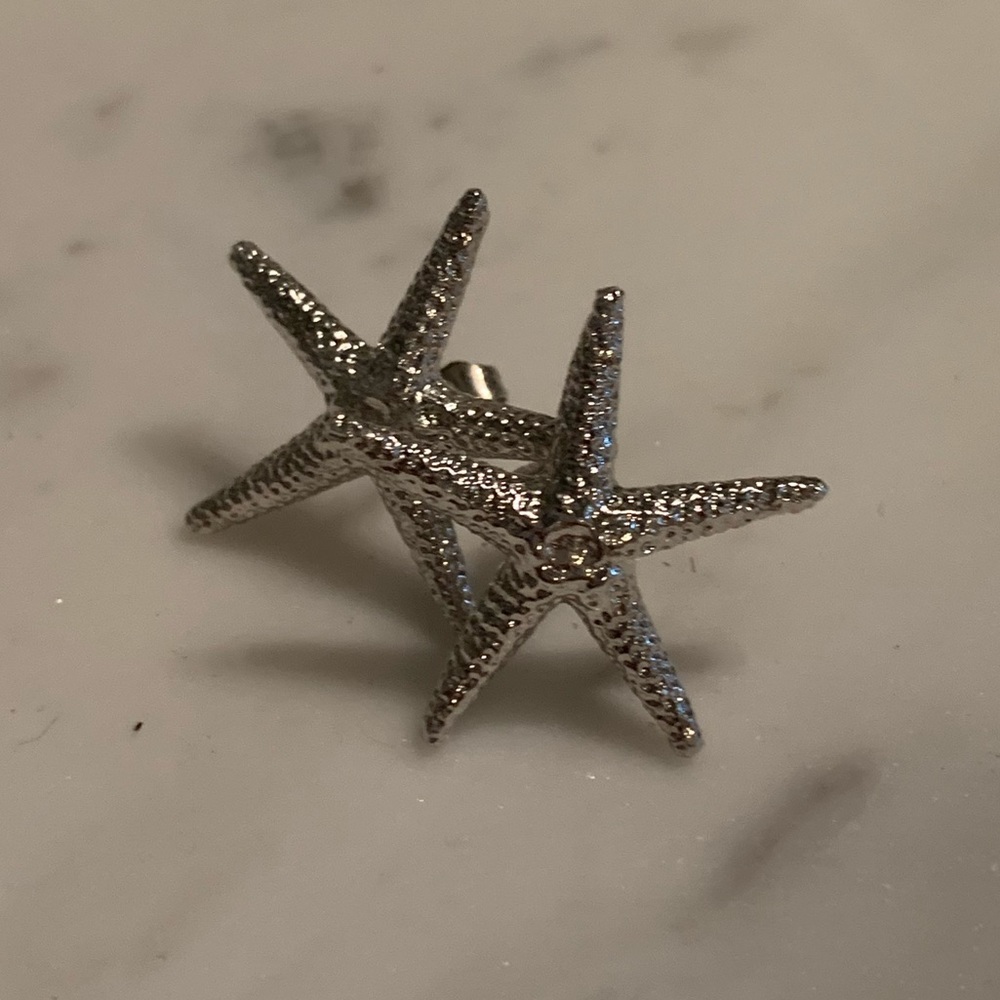 Silver starfish earrings